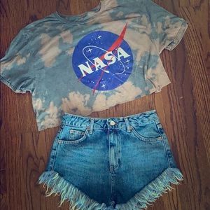 NASA cropped top bleached tee